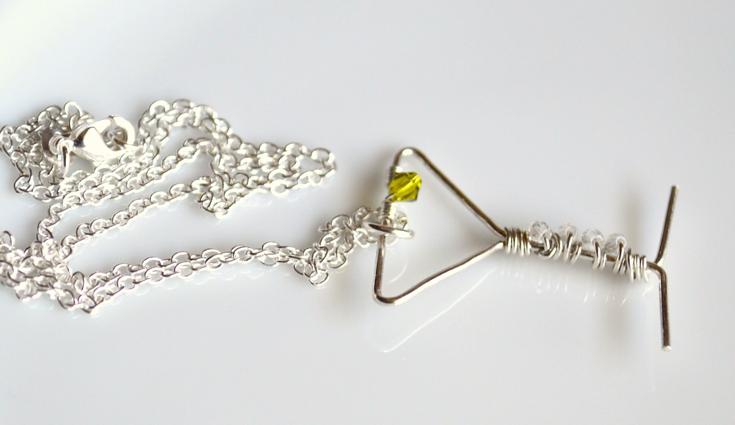 Sterling Silver Wire Wrapped Martini Glass Pendant, Martini Jewelry
