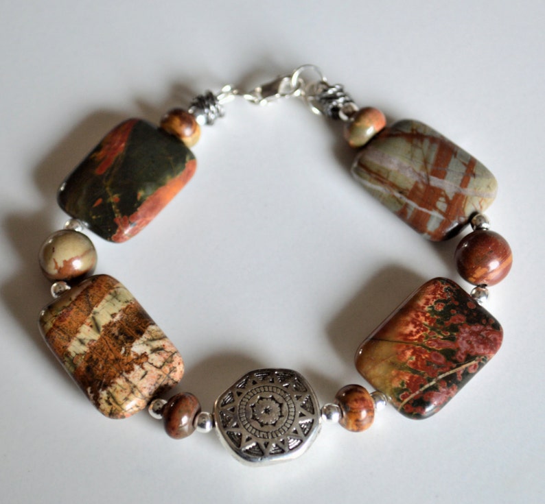 Red creek jasper and sterling silver bracelet image 2