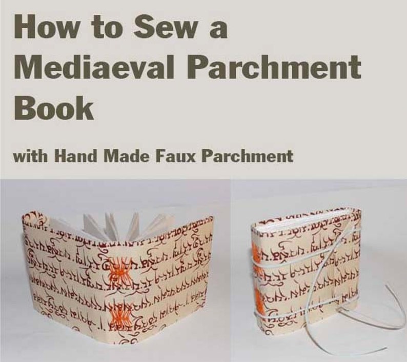 Puede incluir: C&oacute;mo coser un libro de pergamino medieval con pergamino falso hecho a mano. Una gu&iacute;a paso a paso para crear un libro con una cubierta de pergamino falso. El libro est&aacute; cerrado y atado con un cord&oacute;n blanco.