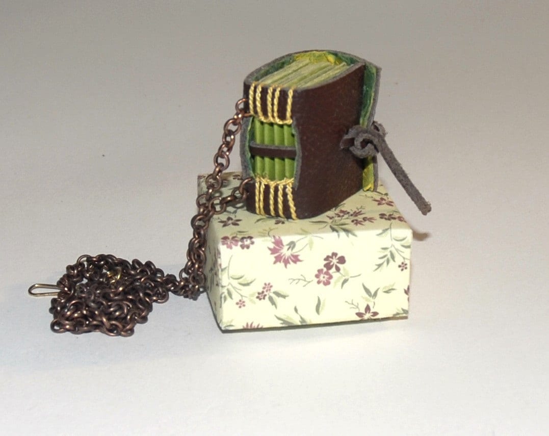 How to Make a Leather Book Necklace Pendant, Bookbinding Tutorial PDF
