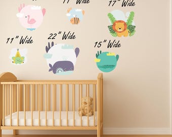 Animal Wall Decals for Nursery: Bumblebee, Elephant, Lion, Whale - Clear Vinyl