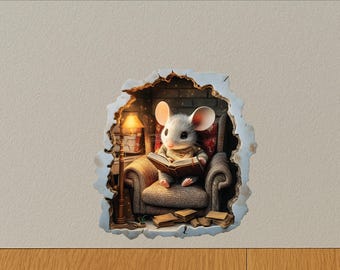 Muursticker lezen muisgat