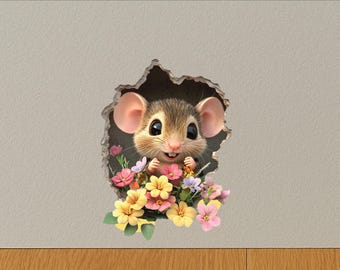 Muursticker bloemen muisgat