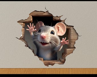 Muursticker Surprise muisgat