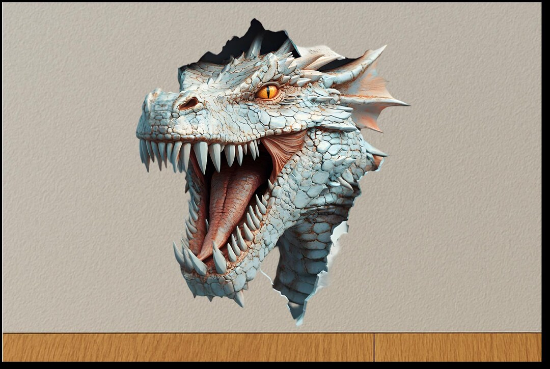 3D Ice Dragon Head Wall Hole Sticker Fantasy Decor - Etsy