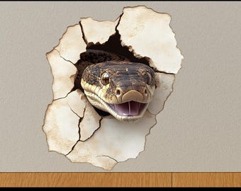 Sticker gluren slang muurgat 3D dier decor cadeau natuurliefhebber