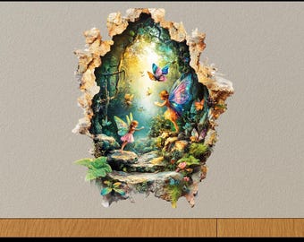 3D-muursticker fee: sticker Blue Wing Fantasy Hole