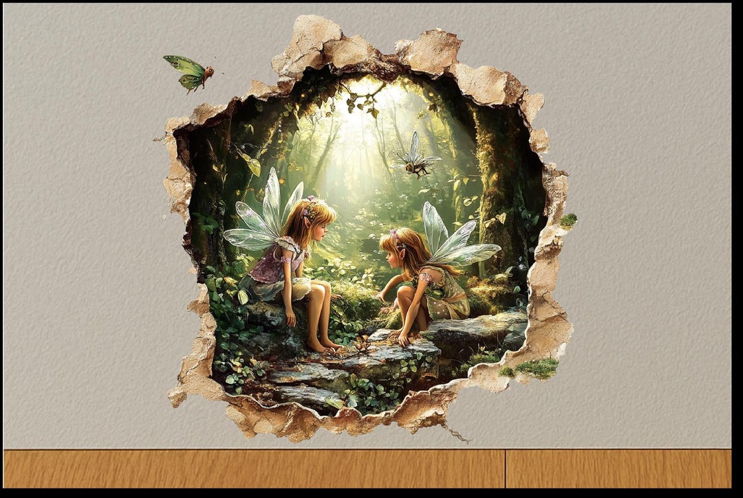 3D Forest Fairy Wall Decal - Fantasy Wall Hole Sticker - Etsy