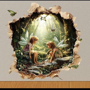 3D Forest Fairy Wall Decal - Fantasy Wall Hole Sticker