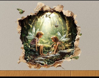 3D-muursticker bos Fairy - sticker fantasiemuur