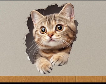 Grappige kat muurkunst 3D-vinyl kittysticker woondecoratie