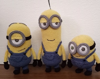 Ręcznie robione na szydełku Minionki: Bob, Kevin, Stuart - Jak ukraść księżyc