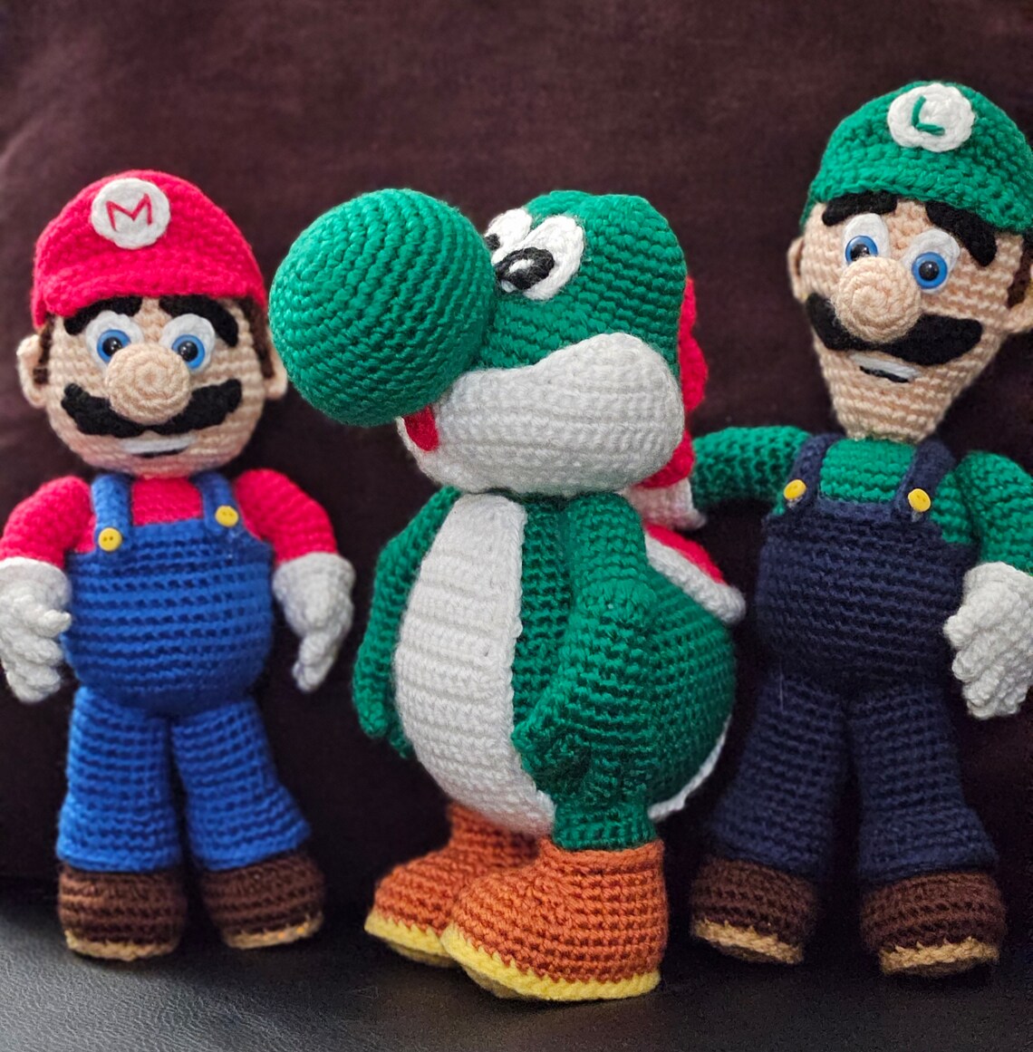Crochet Mario Bros: Handmade Luigi, Mario, Yoshi Amigurumi - Etsy