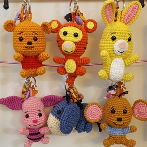 Hand Crocheted Winnie the Pooh Keychains: Cotton Car Charms