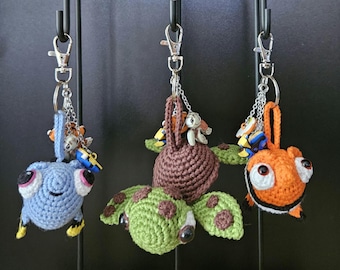 Crochet Dory, Squirt, Nemo Keychain / 'Finding Nemo' Car Charm