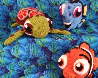 Crochet Squirt the Sea Turtle / Crochet Dory / Crochet Nemo / Soft Toy / Finding Nemo / Finding Dory