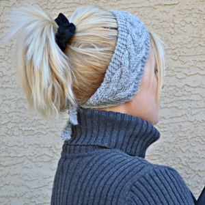 Câble tricot bandeau cache-oreilles laine gris clair acrylique femmes bandeau cheveux accessoires tête enveloppement pour femme tricoté bandeau cadeau pour elle image 4