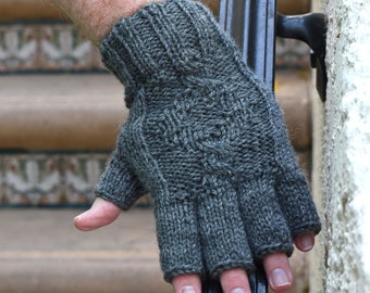 Gants sans doigts pour hommes gris chiné gris ville cadeau de fête des pères de Noël pour lui petits amis maris cadeau pour homme anniversaire cadeau de la Saint-Valentin