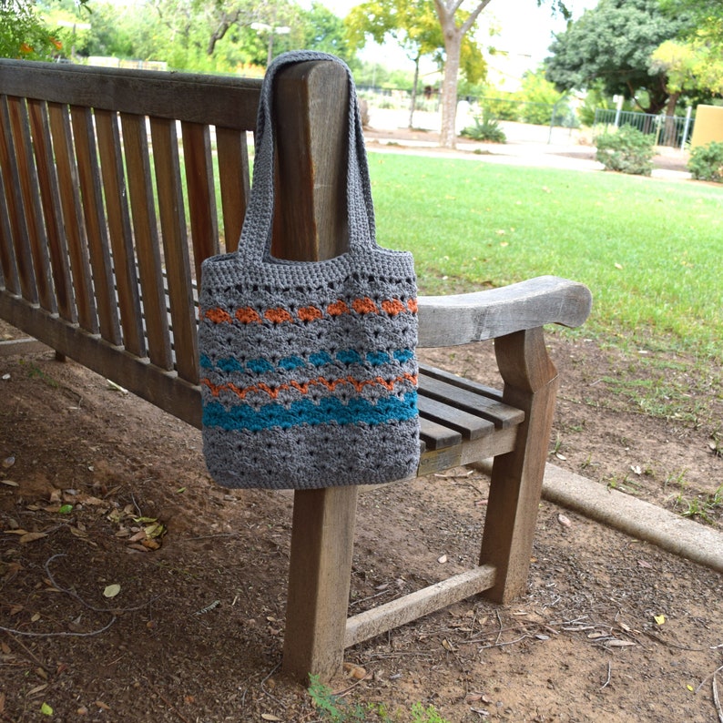 Crochet tote bag shoulder bag 100/% cotton gray teal orange avoska handmade bag beach farmers market boho bohemian bag reusable lined tote