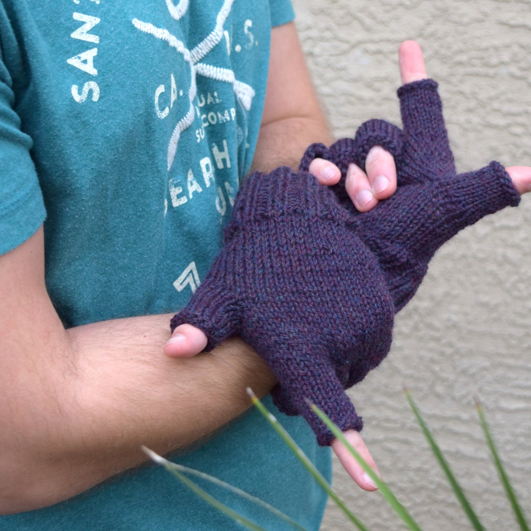 Mens Fingerless Gloves 100 Wool Mittens Gift for Him Etsy
