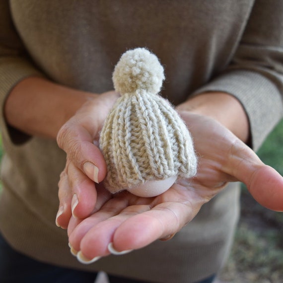Egg cozy knit egg hat with pom pom color choice red green gray Etsy