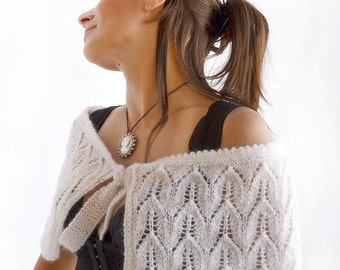 Lace capelet knitted shoulderette white mohair bridal capelet women accessories dress topper wedding capelet shawl clothing gift for her