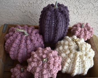 Crochet pumpkins set of 6 handmade seasonal decor Fall Halloween Thanksgiving mantel decor table centerpiece farmhouse decor gift for her