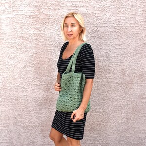 Crochet tote bag shoulder bag 100% cotton avoska handmade bag image 2