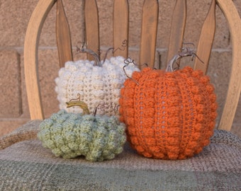 Crochet pumpkins set of 3 handmade Fall decor farmhouse decor Thanksgiving home entry decor seasonal table centerpiece housewarming gift