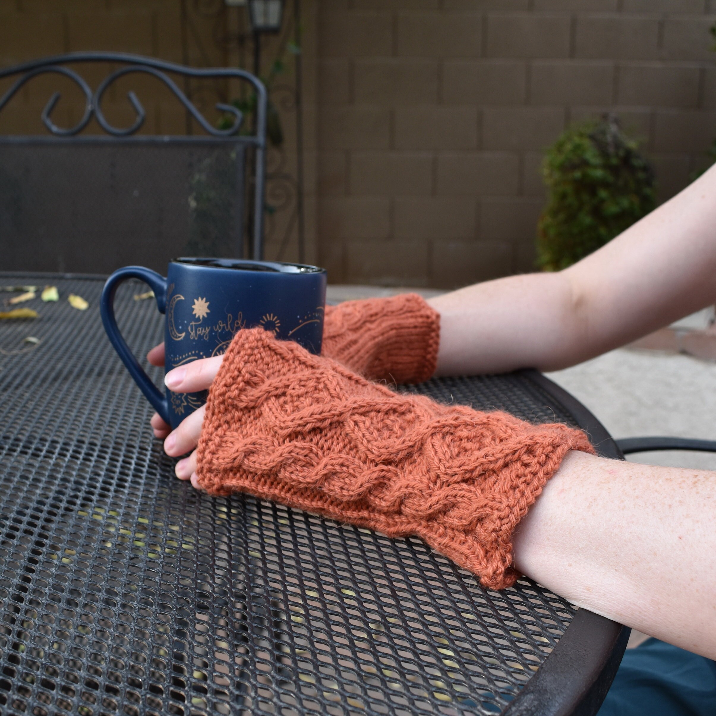 Knitted Arm Warmers Rustic Orange Cable Knit Wool Alpaca Etsy UK
