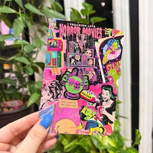 Retro Horror Kindle Insert, Spooky Movie Collage Kindle Case Insert, Neon Horror Aesthetic Ereader Insert, Horror Lover Kindle Insert