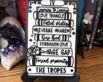 Carta dei Tarocchi dei Libri / I Tropi della Morte / Decorazione da Scaffale Libresco / Arte Letteraria Gotica / Decorazione Stampata in 3D Genere Dark Romance