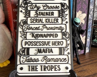 Carta dei Tarocchi dei Libri / The Troupes Dark Romance / Decorazione da scaffale libresca / Stampa 3D