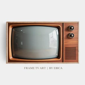 Vintage Samsung Frame TV Art | Retro Television Photo Image | Retro TV Artwork | Blank Turned Off Tv Photo, 1950s 1960s Decor | 4k Download