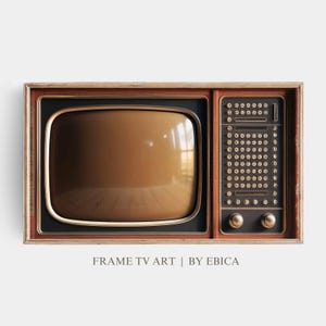 Vintage Samsung Frame TV Art | Retro Television Photo Image | Retro TV Artwork | Blank Turned Off Tv Photo, 1950s 1960s Decor | 4k Download