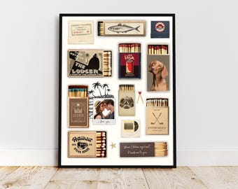 Custom Matchbook Art, Matchbook Poster, Vintage Matchbook Prints, Retro Personalized Matchbox Gift, Anniversary Gift for Boyfriend, Husband
