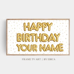 Personalized Birthday Samsung Frame TV Art | Custom Happy Birthday Art With Name | Happy Birthday Party Frame TV | Digital Download