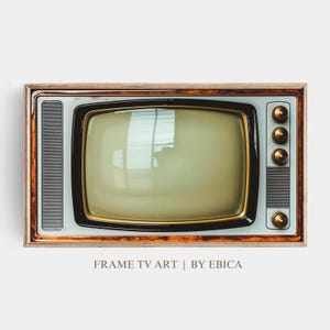 Vintage Samsung Frame TV Art | Retro Television Photo Image | Retro TV Artwork | Blank Turned Off Tv Photo, 1950s 1960s Decor | 4k Download
