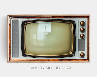 Vintage Samsung Frame TV Art | Retro Television Photo Image | Retro TV Artwork | Blank Turned Off Tv Photo, 1950s 1960s Decor | 4k Download