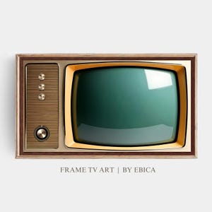 Vintage Samsung Frame TV Art | Retro Television Photo Image | Retro TV Artwork | Blank Turned Off Tv Photo, 1950s 1960s Decor | Digital File