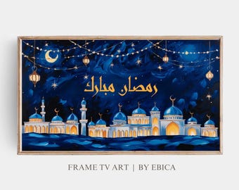 Arte TV con cornice Samsung per il Ramadan Mubarak / Arte murale islamica moderna / Decorazione Ramadan 4K stampabile / Arte TV con cornice musulmana / Download istantaneo di arte