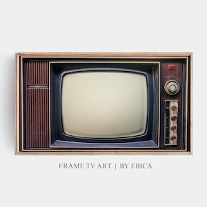 Vintage Samsung Frame TV Art | Retro Old Television Photo | Antique TV Screen Print | 1950s 1960s Mid-Century Decor | Blank TV, 4K Digital