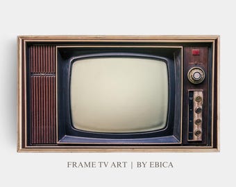 Vintage Samsung Frame TV Art | Retro Old Television Photo | Antique TV Screen Print | 1950s 1960s Mid-Century Decor | Blank TV, 4K Digital