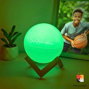 Custom Name Basketball Night Light, Personalized 3D Table Lamp Light for Kids Room, Sports Decor for Boys Bedroom, Gifts for Mom, Kids, Wife