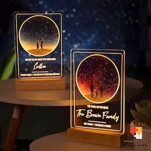 Benutzerdefinierte Sternenhimmel Silhouette Nachtlicht, personalisierte Namensschild Acryl LED Nachtlampe, Kinderzimmer Dekor, Geschenke für Kinder, Oma, Mutter