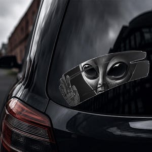 Alien Sticker for Car, UFO Decal, Extraterrestrial Sticker for Laptop Window Skateboard, Sci Fi Gift for Alien Lovers