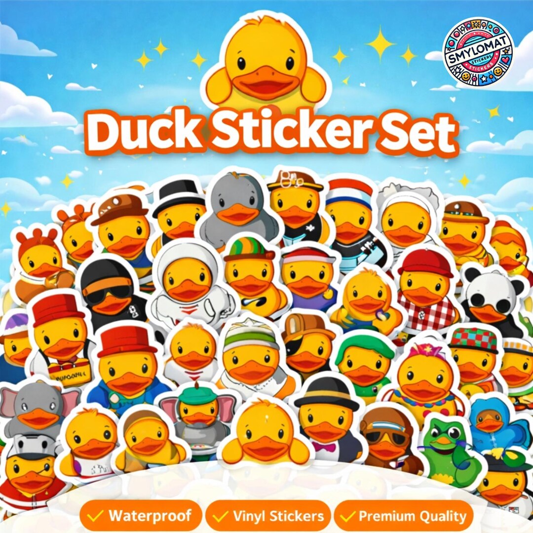 Duck Sticker Set – Cute Duck Vinyl Stickers, Waterproof Laptop Stickers ...