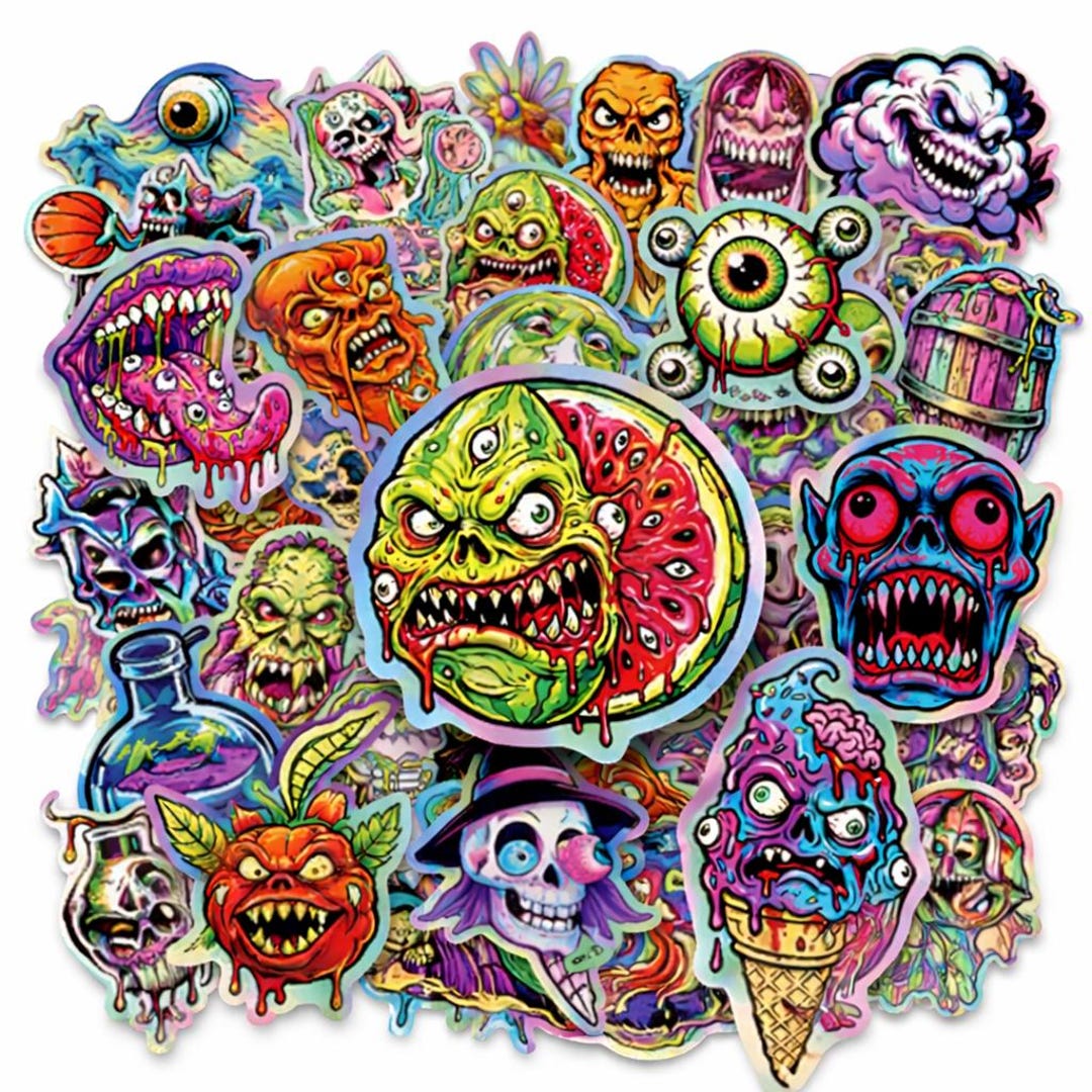 Horror Sticker Pack 50 Pcs – Creepy Monster & Zombie Stickers ...