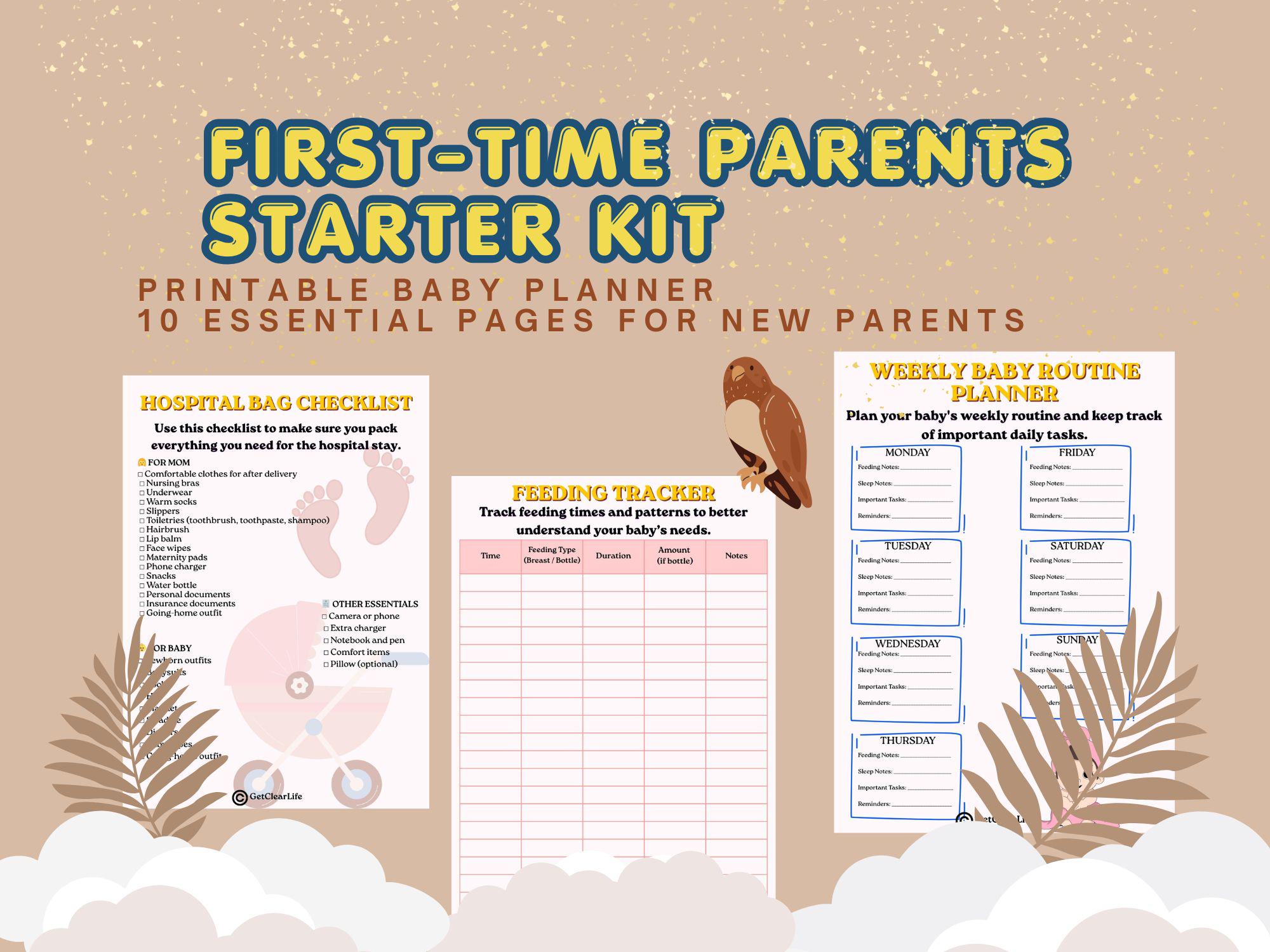 First-time Parents Starter Kit, Printable Baby Planner, Hospital Bag ...