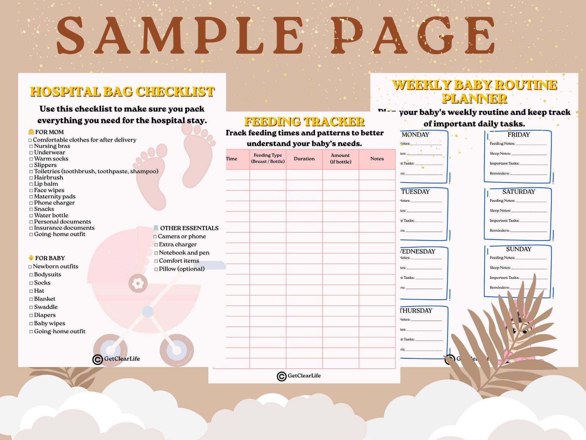 First-time Parents Starter Kit, Printable Baby Planner, Hospital Bag ...